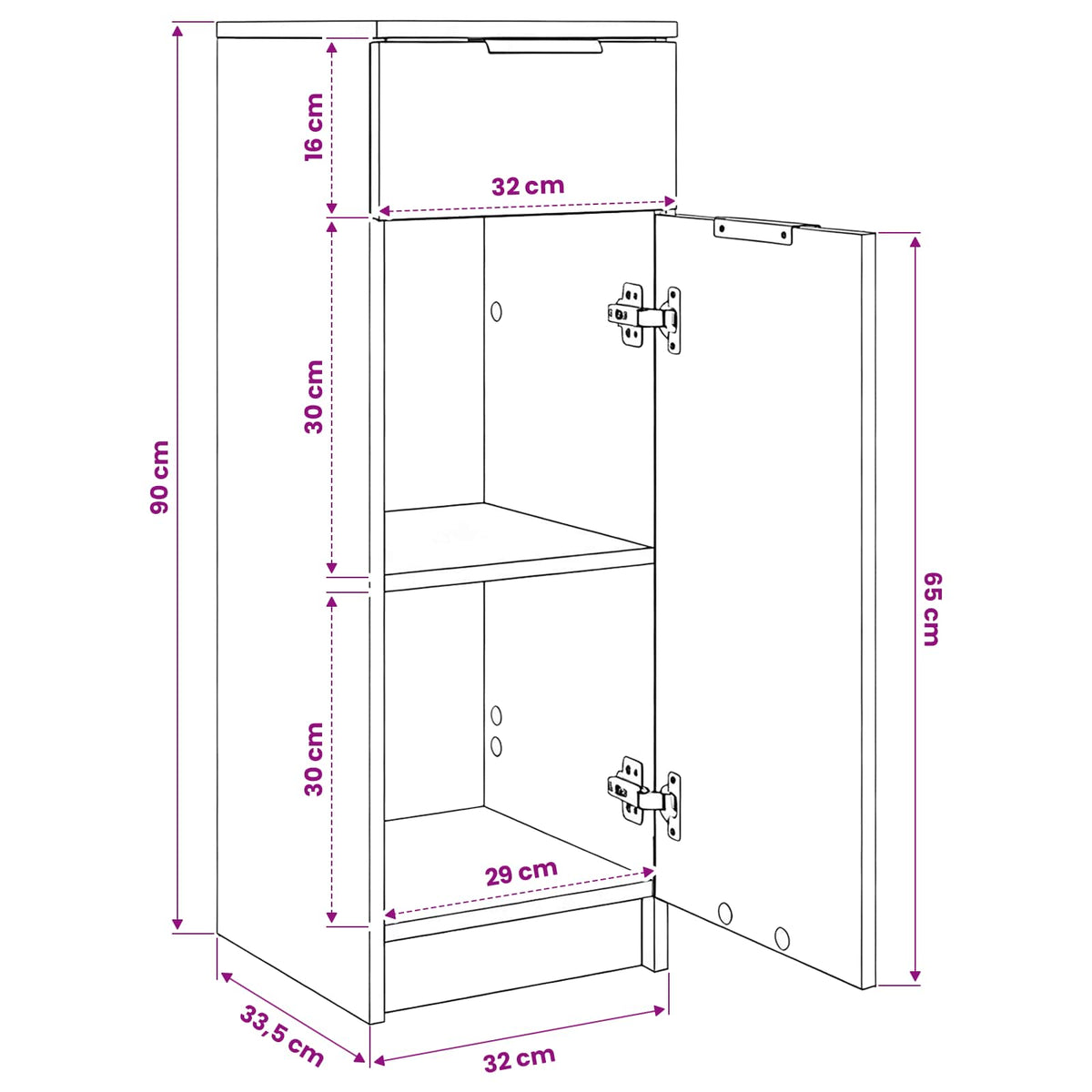 Bathroom Cabinet Black oak 32 x 34 x 90 cm Engineered wood