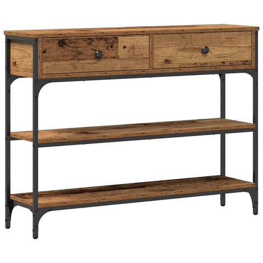 Console Table with Drawer with Shelf Old wood 100 x 25 x 75 cm