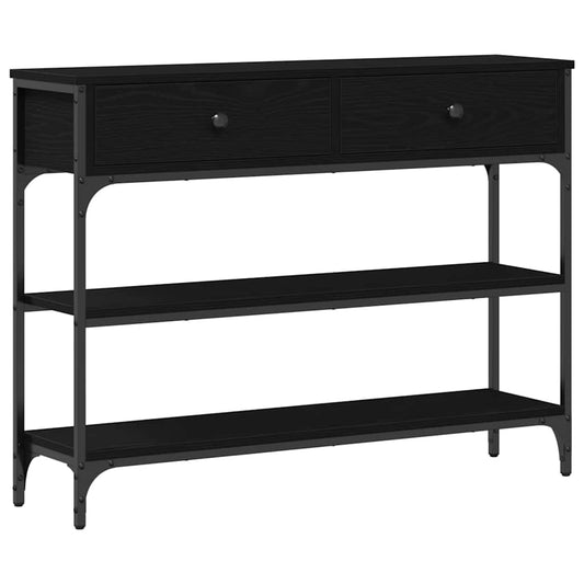 Console Table with Drawer with Shelf Black oak 100 x 25 x 75 cm