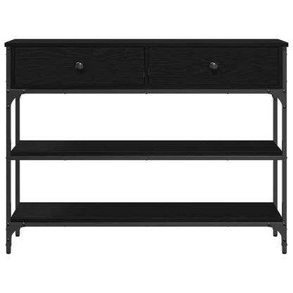 Console Table with Drawer with Shelf Black oak 100 x 25 x 75 cm
