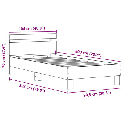 Bed Frame with LED Old Wood 100 x 200 cm Engineered Wood