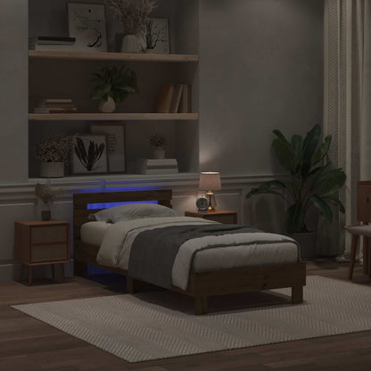 Bed Frame with LED Artisan Oak 100 x 200 cm Engineered Wood