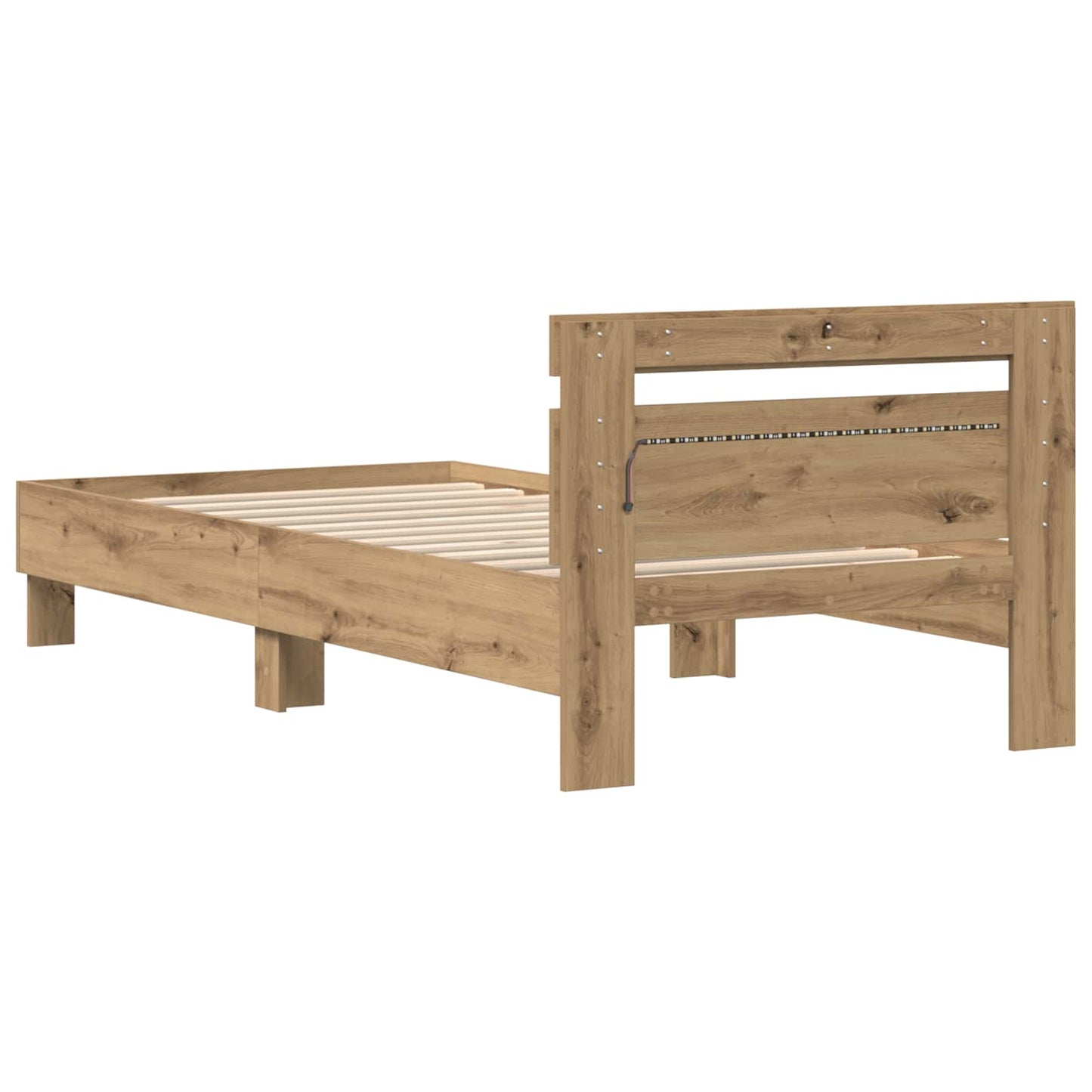 Bed Frame with LED Artisan Oak 100 x 200 cm Engineered Wood