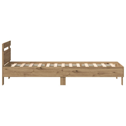 Bed Frame with LED Artisan Oak 100 x 200 cm Engineered Wood