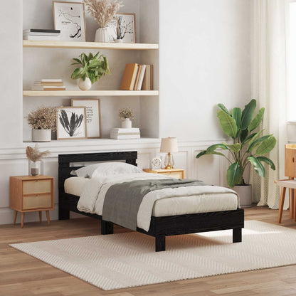 Bed Frame with Headboard Black Oak 90 x 190 cm Engineered Wood
