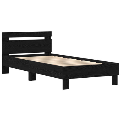 Bed Frame with Headboard Black Oak 90 x 190 cm Engineered Wood
