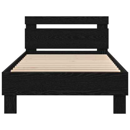 Bed Frame with Headboard Black Oak 90 x 190 cm Engineered Wood