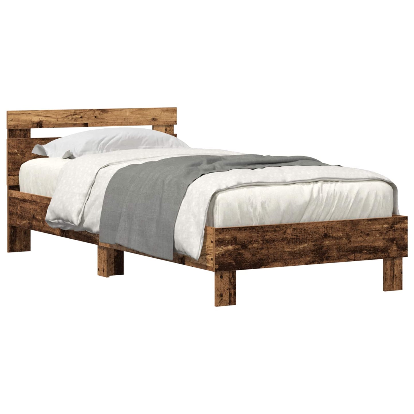 Bed Frame with Headboard Old Wood 75 x 190 cm Engineered Wood