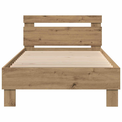 Bed Frame with LED Artisan Oak 75 x 190 cm Engineered Wood
