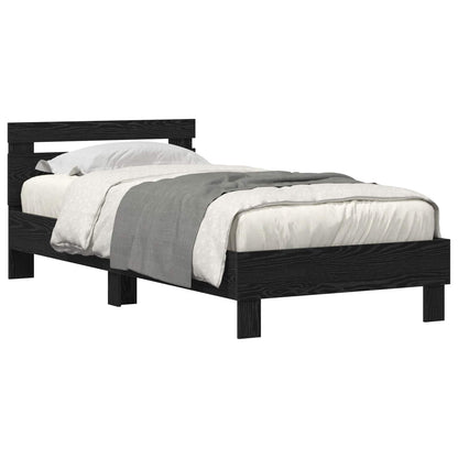Bed Frame with Headboard Black Oak 75 x 190 cm Engineered Wood