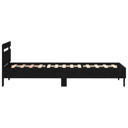 Bed Frame with LED Black Oak 75 x 190 cm Engineered Wood