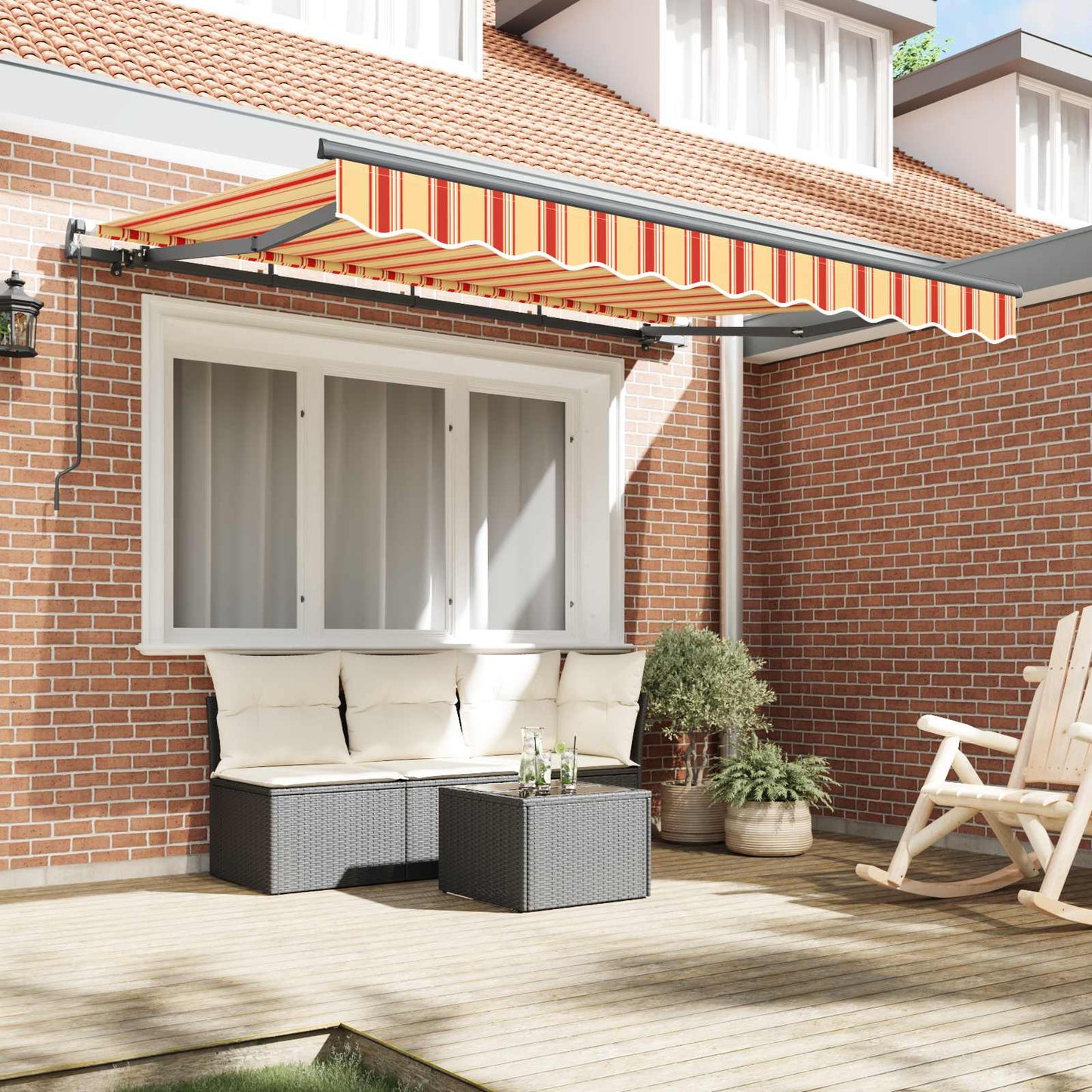 Retractable Awning Yellow and Orange 250 x 200 cm Fabric