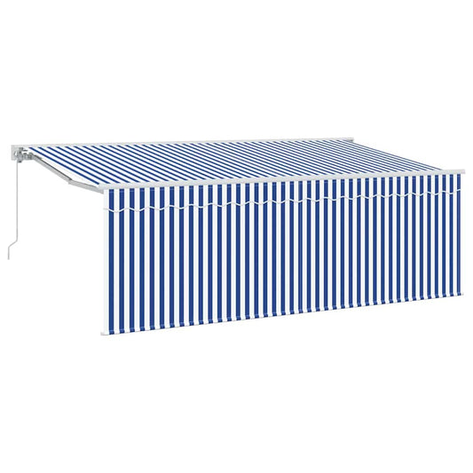 Manual Awning 3.5 x 2 m Blue and White Stripe 100% Polyester