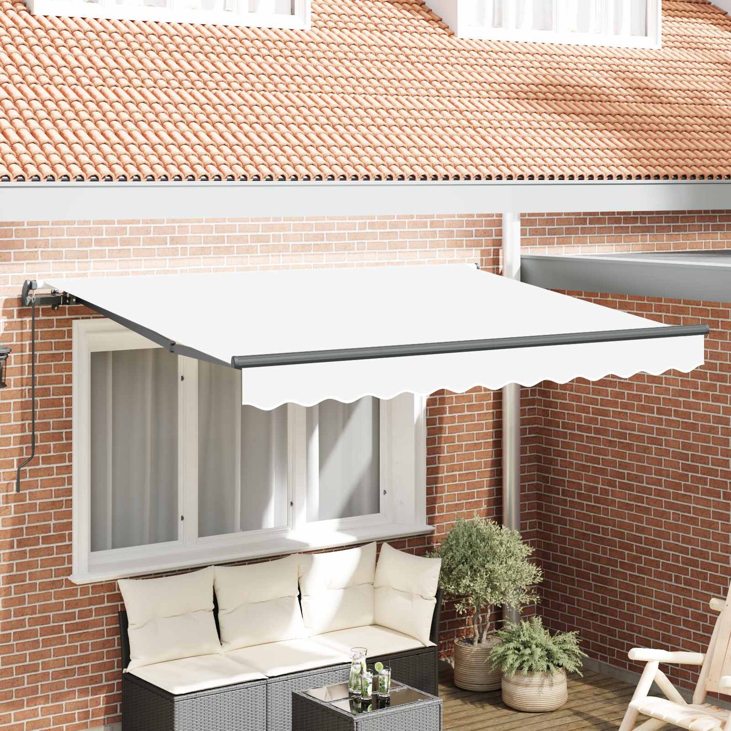 Retractable Awning White 350 x 200 cm Fabric