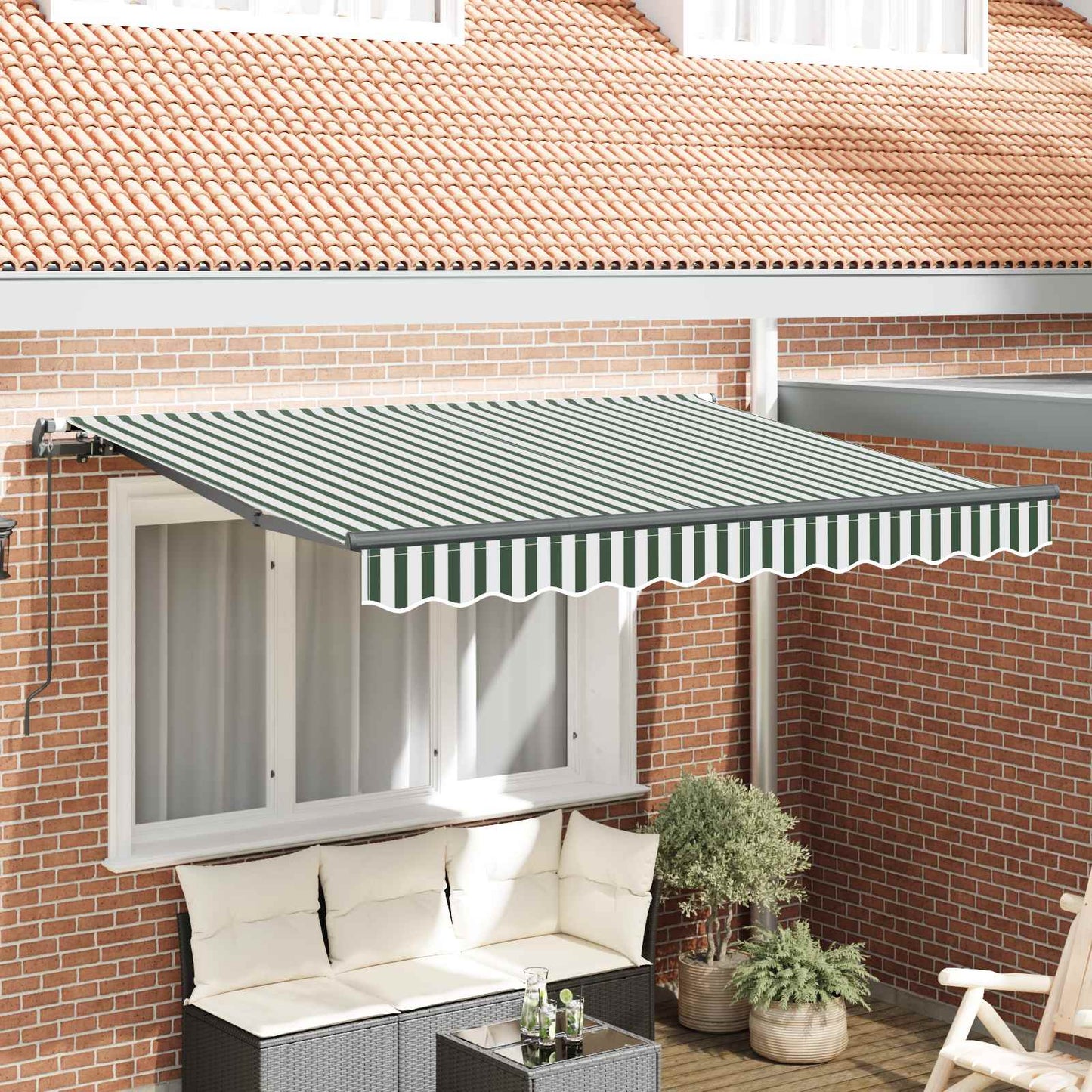 Retractable Awning Green 350 x 200 cm Fabric