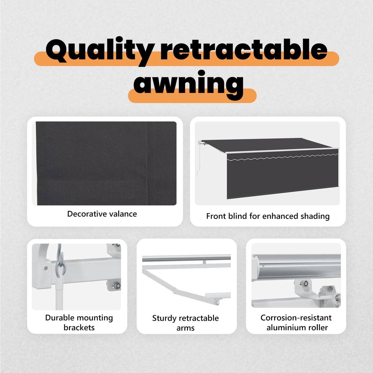 Retractable Awning Retractable Manual Anthracite 400 x 200 cm