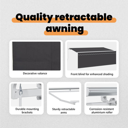 Retractable Awning Retractable Manual Anthracite 400 x 200 cm