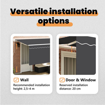 Retractable Awning Retractable Manual Anthracite 400 x 200 cm