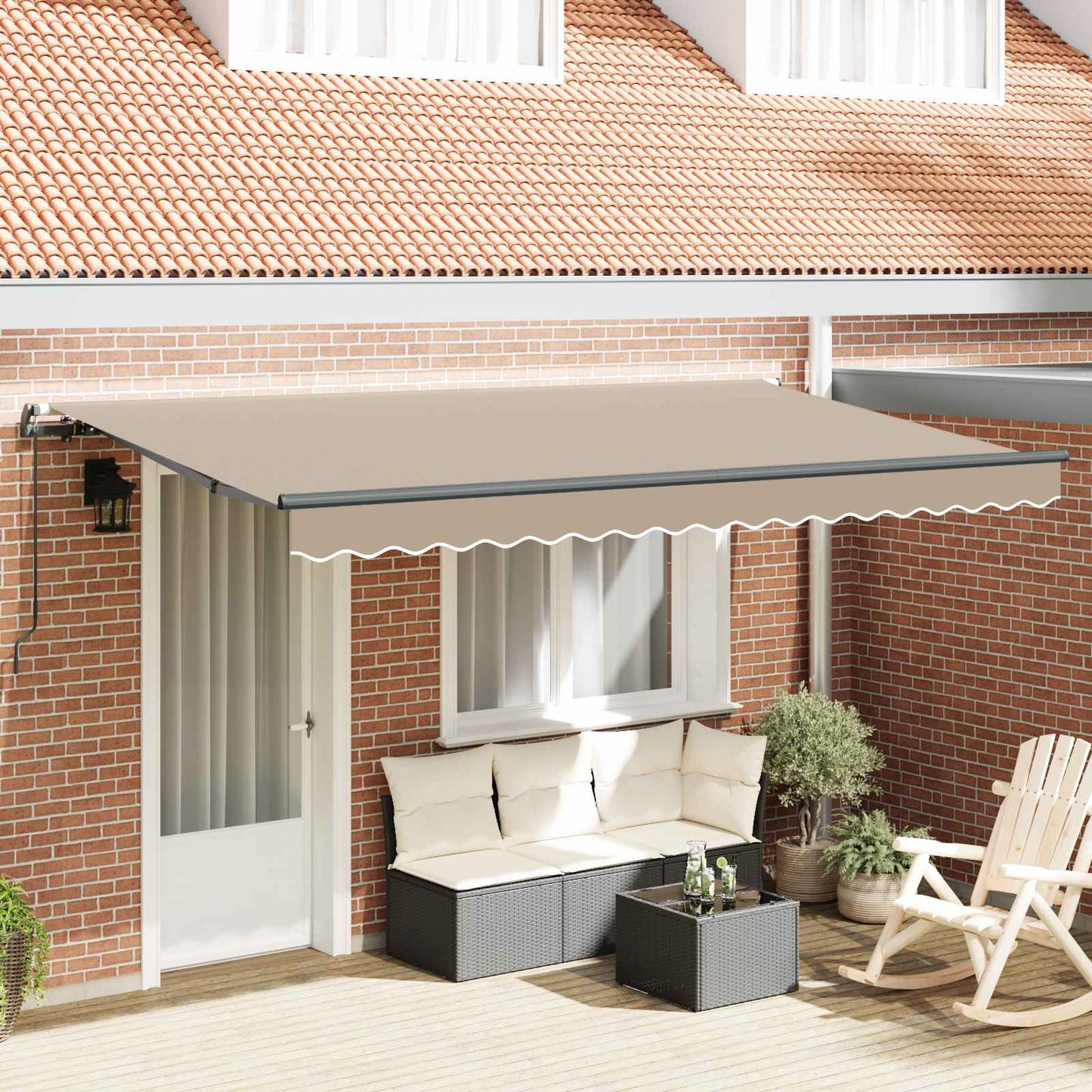 Retractable Awning Beige 400 x 200 cm Fabric