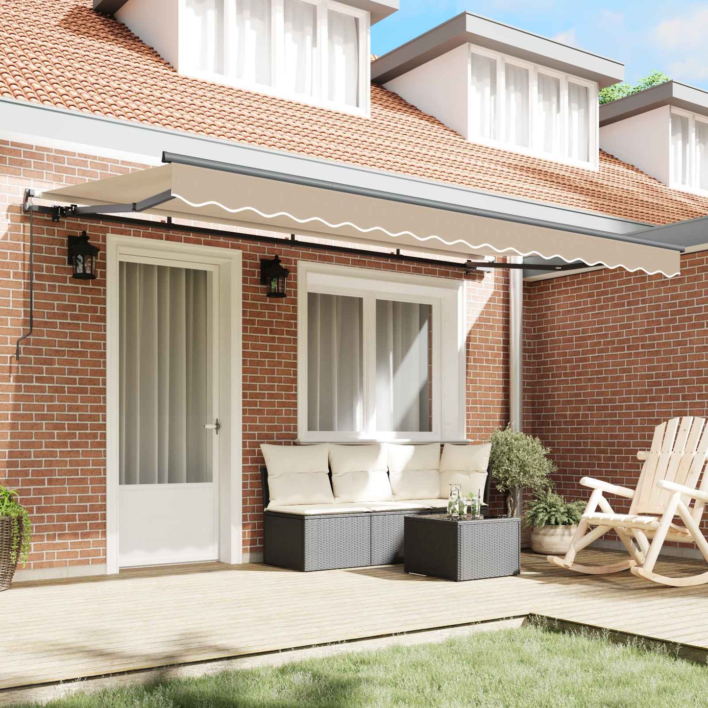 Retractable Awning Beige 400 x 200 cm Fabric