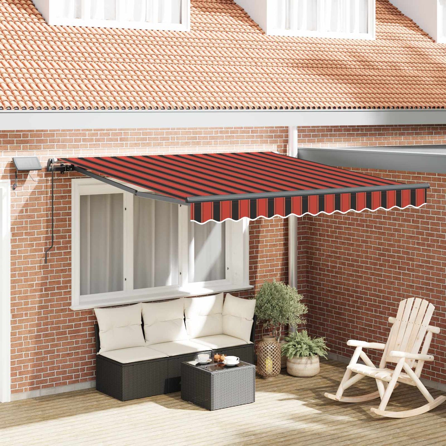 Retractable Awning Orange and brown 300 x 250 cm Fabric
