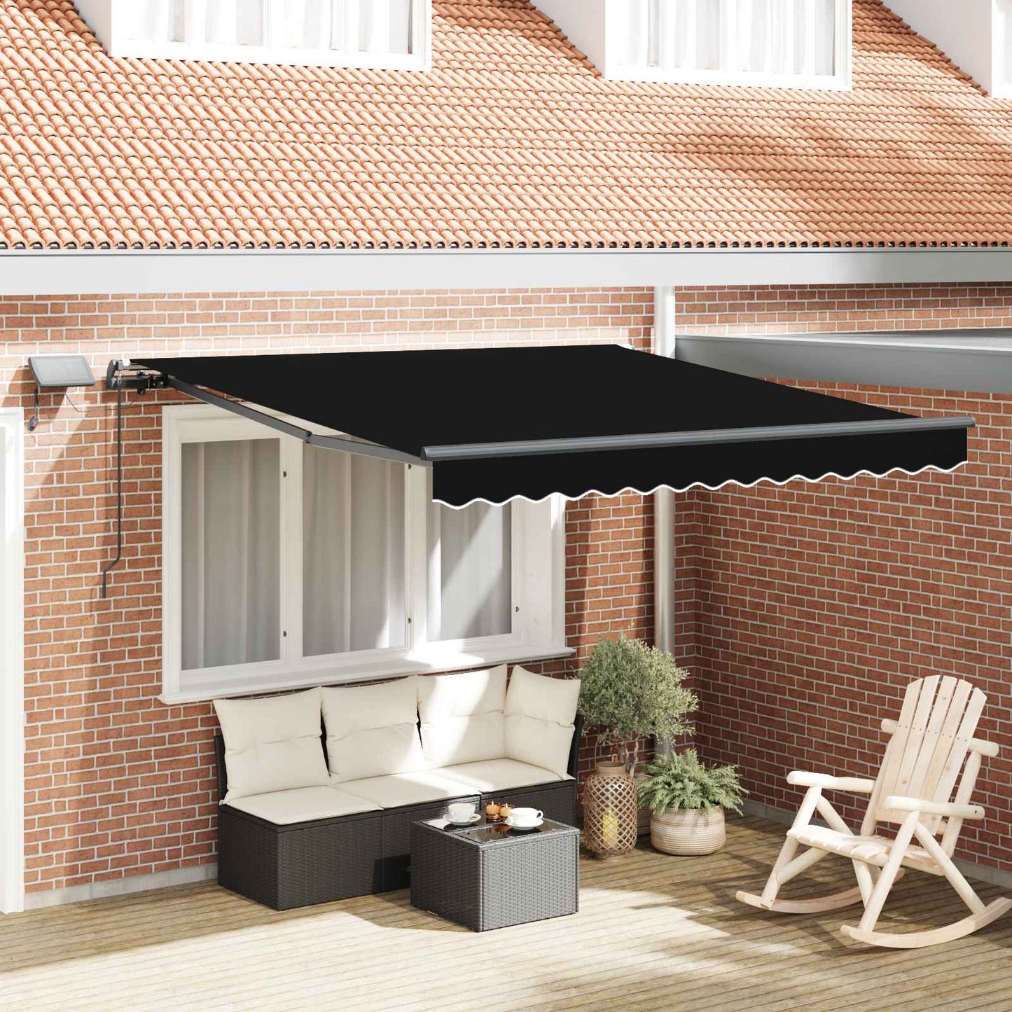 Retractable Awning Black 300 x 250 cm Fabric and Aluminium