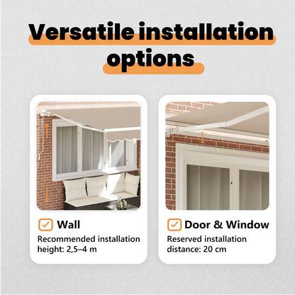 Retractable Awning Beige 300 x 250 x 165 cm