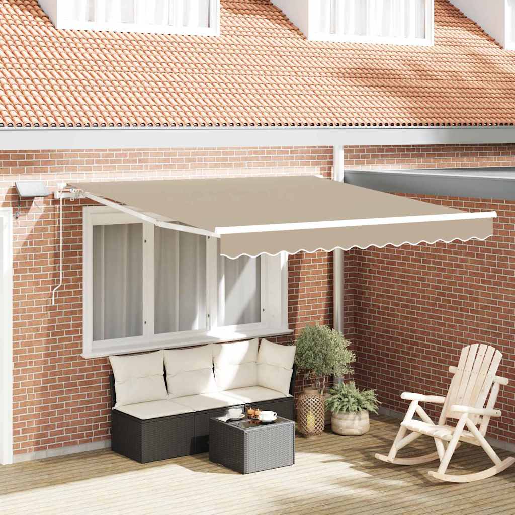 Retractable Awning Beige 300 x 250 cm Fabric and Aluminium