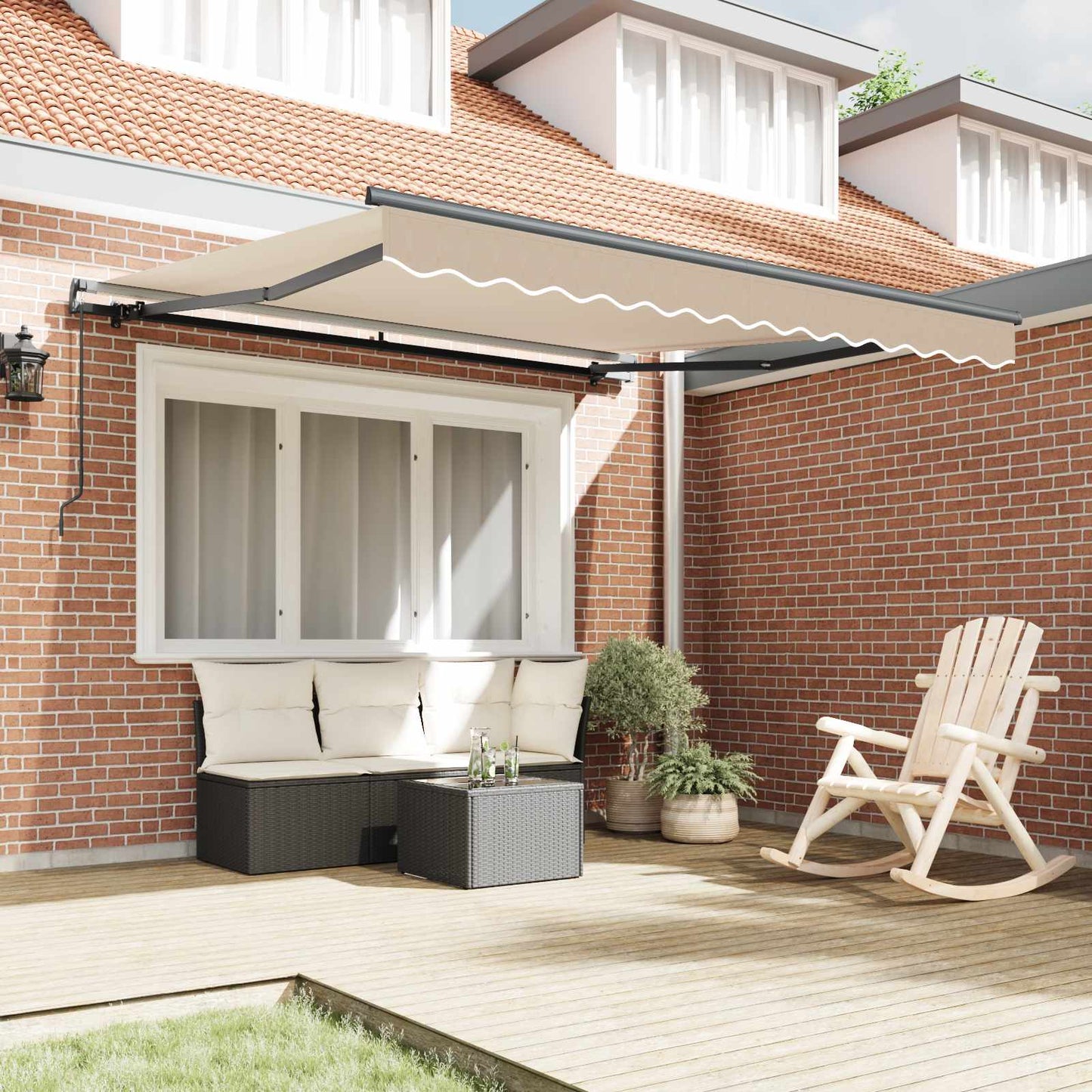 Retractable Awning Beige 300 x 250 cm Polyester and Aluminium