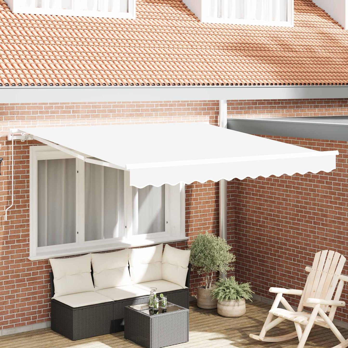 Awning Retractable Manual White 300 x 250 x 165 cm Polyester