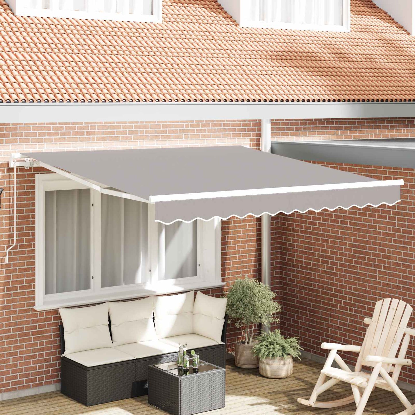 Awning Retractable Light Grey 300 x 250 x 165 cm Polyester