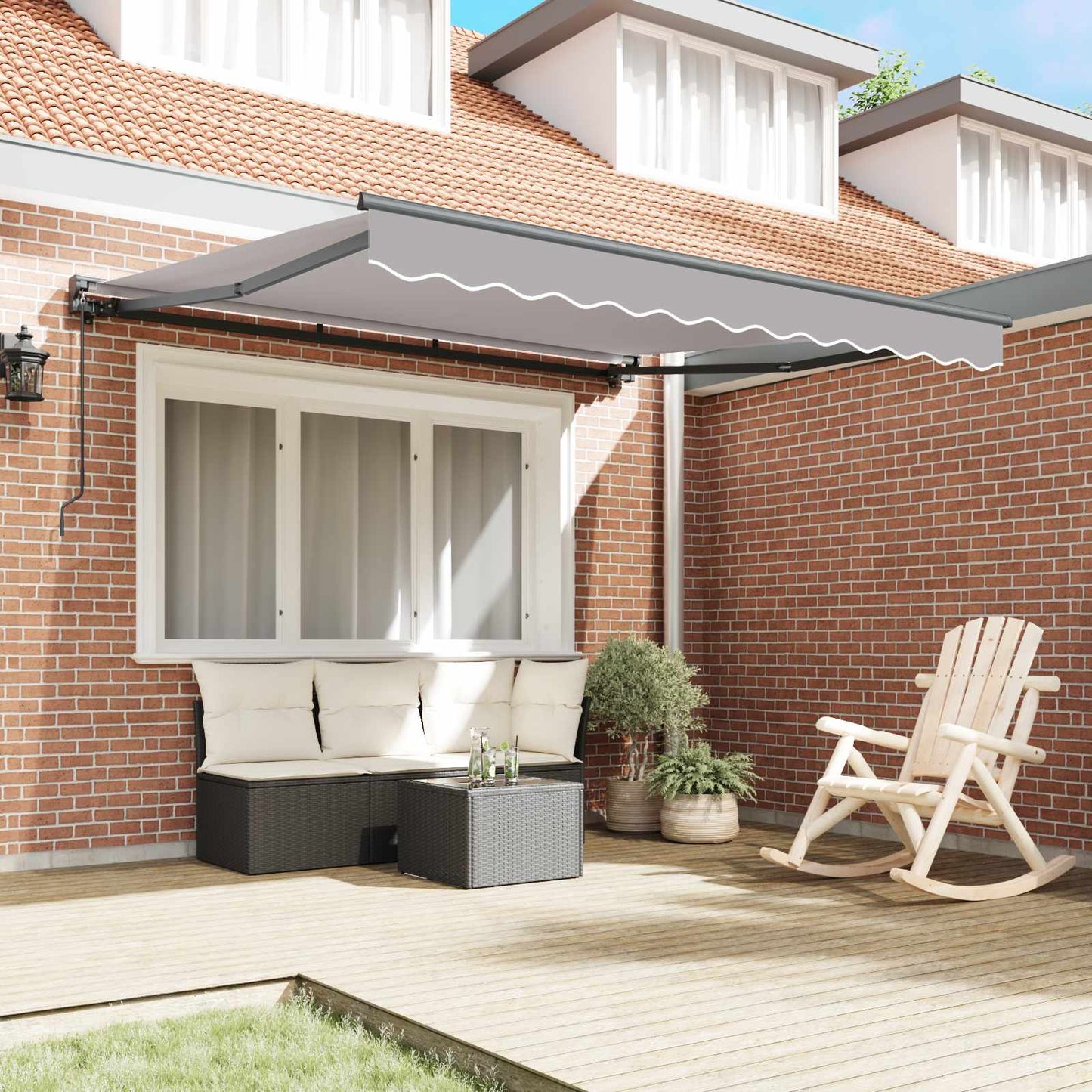 Awning Frame Light Grey 300 x 250 cm Polyester with PU coating