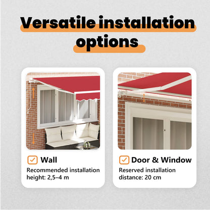 Retractable Awning Red 300 x 250 x 165 cm