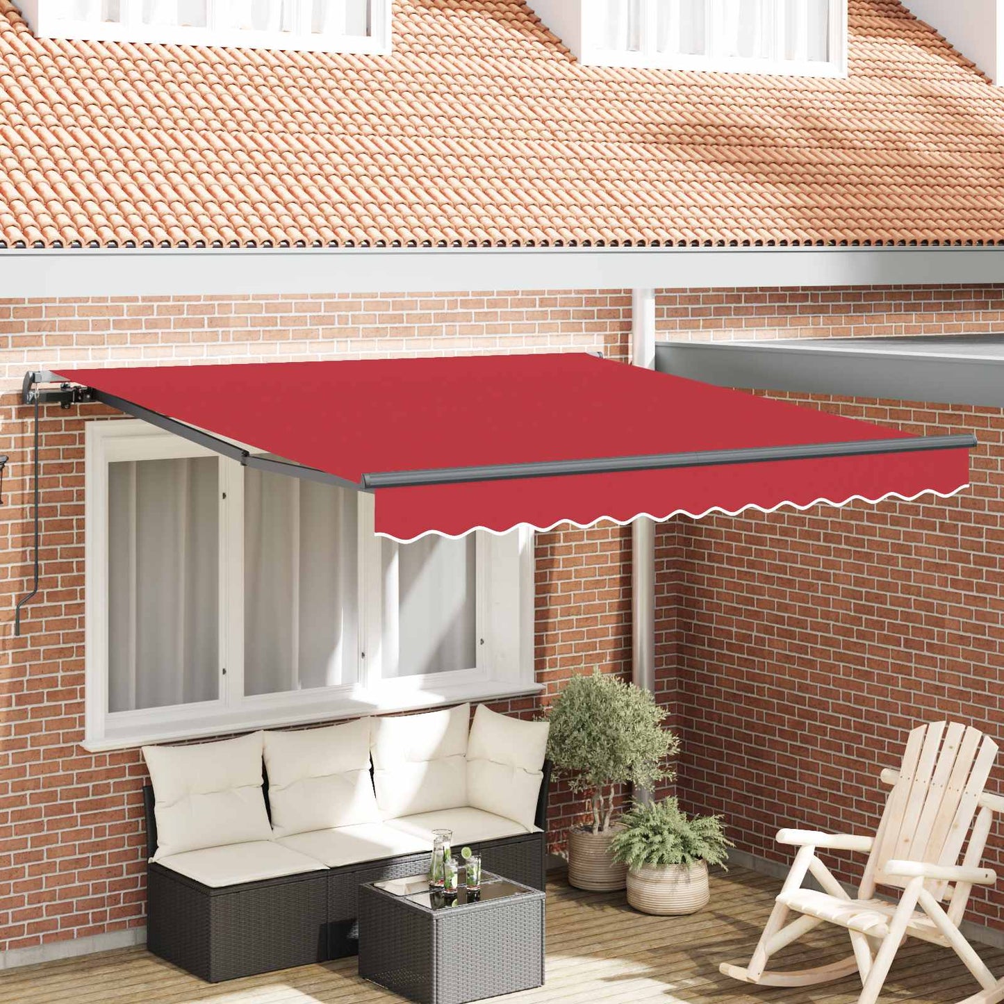 Retractable Awning Red 300 x 250 cm Polyester and Aluminium