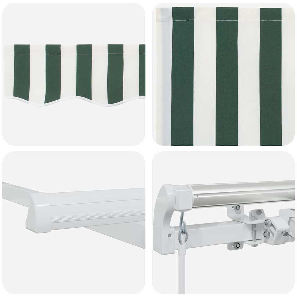 Awning Retractable Green and White 300 x 250 x 165 cm Polyester