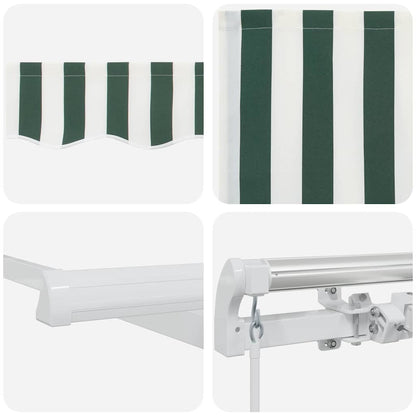 Awning Retractable Green and White 300 x 250 x 165 cm Polyester