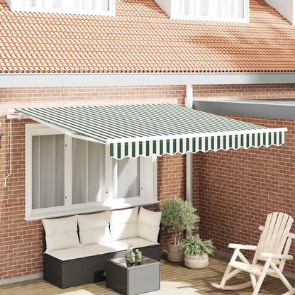 Awning Retractable Green and White 300 x 250 x 165 cm Polyester