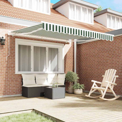 Awning Retractable Green and White 300 x 250 x 165 cm Polyester