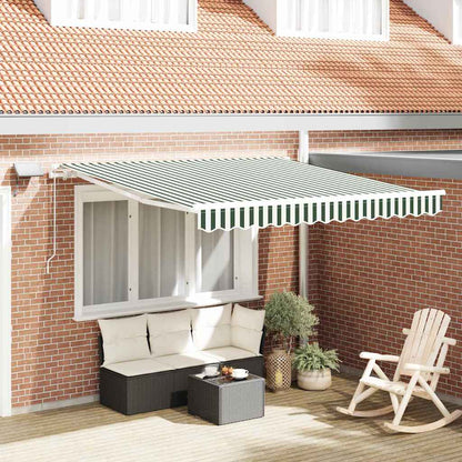 Retractable Awning Green and White 300 x 250 cm