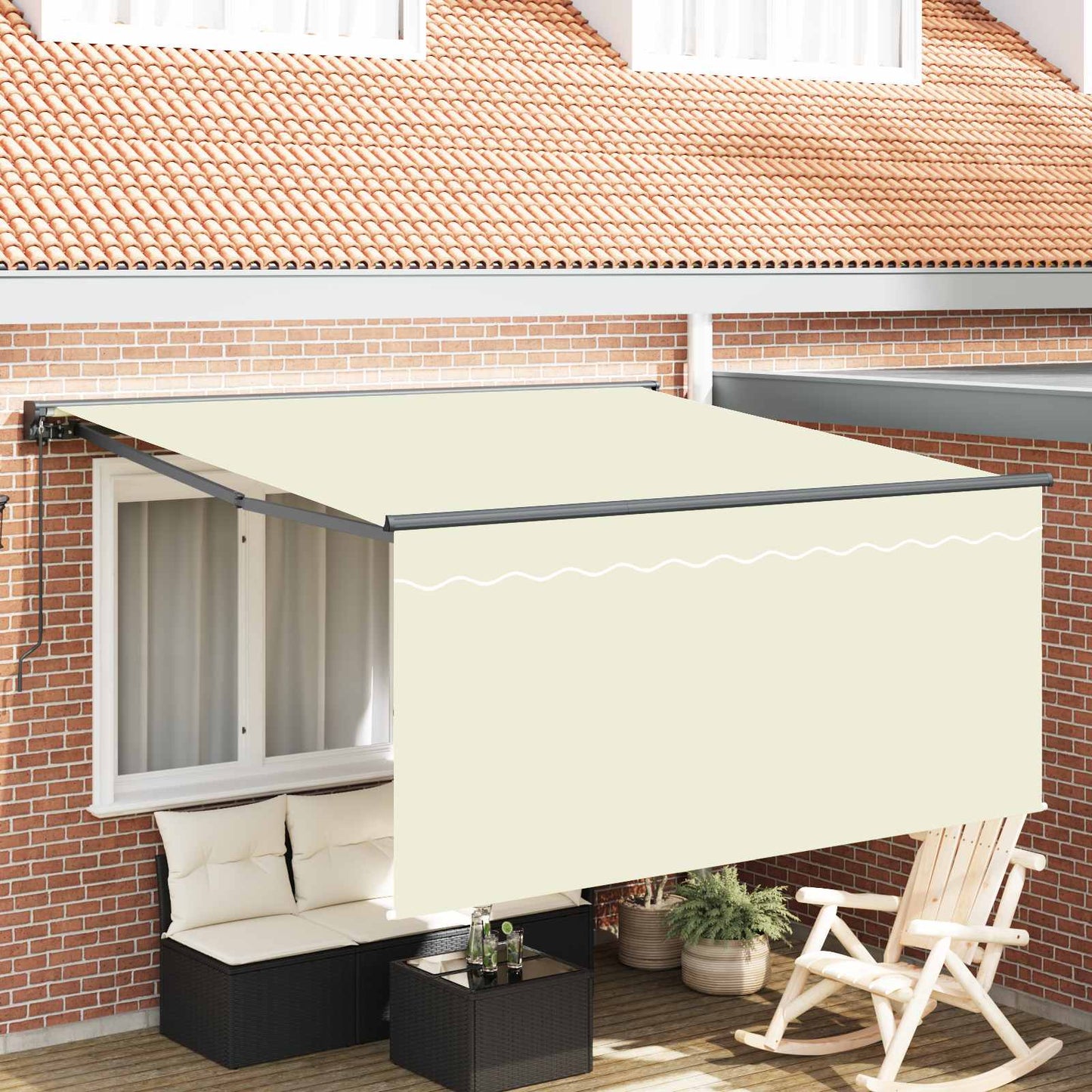 Retractable Awning Cream 350 x 250 cm Polyester and Aluminium