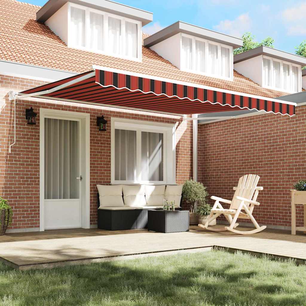 Retractable Awning Red and Black 350 x 250 cm Fabric and Steel