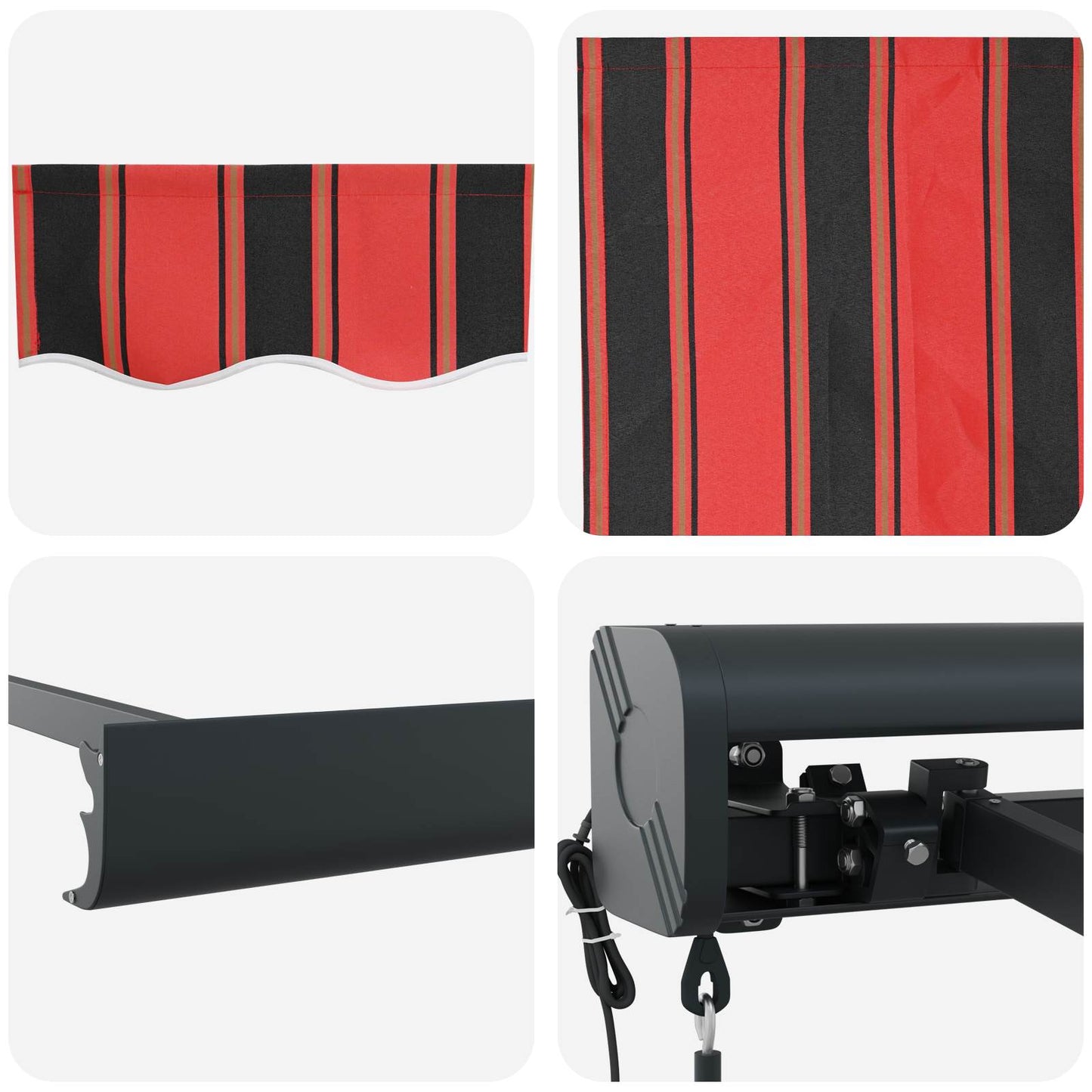 Retractable Awning Red and Black 350 x 250 cm