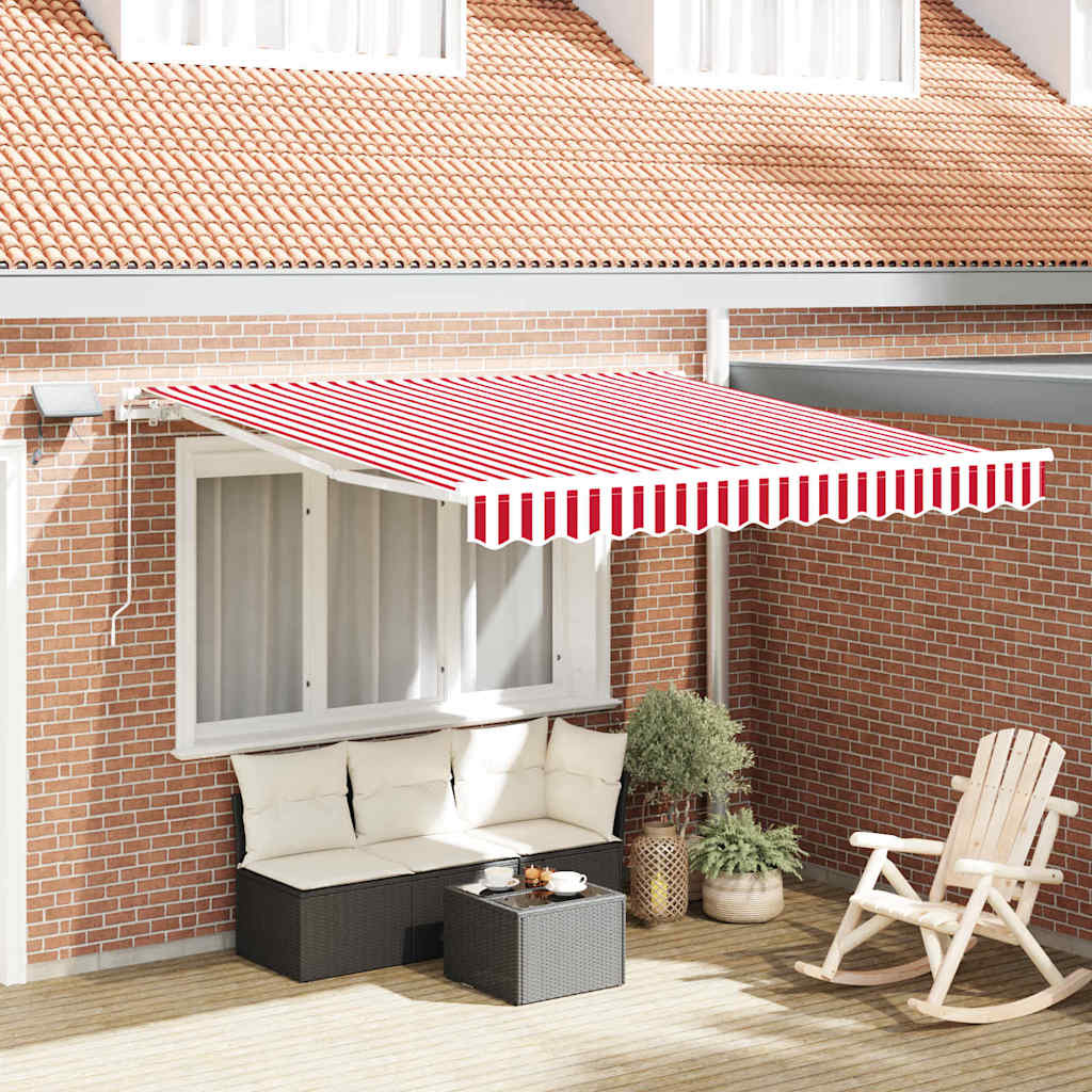 Retractable Awning Red and White 350 x 250 cm
