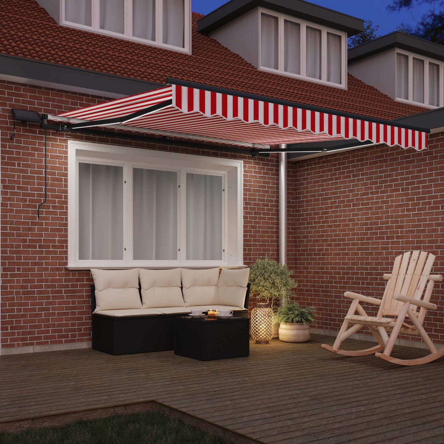 Retractable Awning Red and White 350 x 250 cm