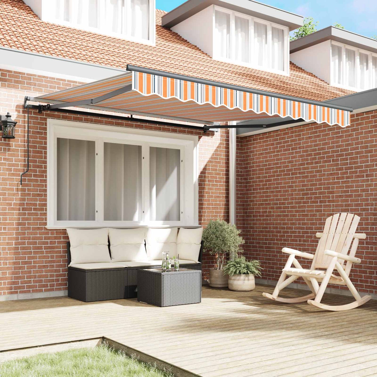 Retractable Awning Multicolour 350 x 250 cm Polyester and Steel