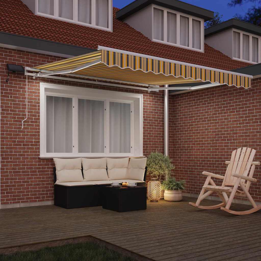 Retractable Awning Multicolour 350 x 250 cm Fabric and Steel