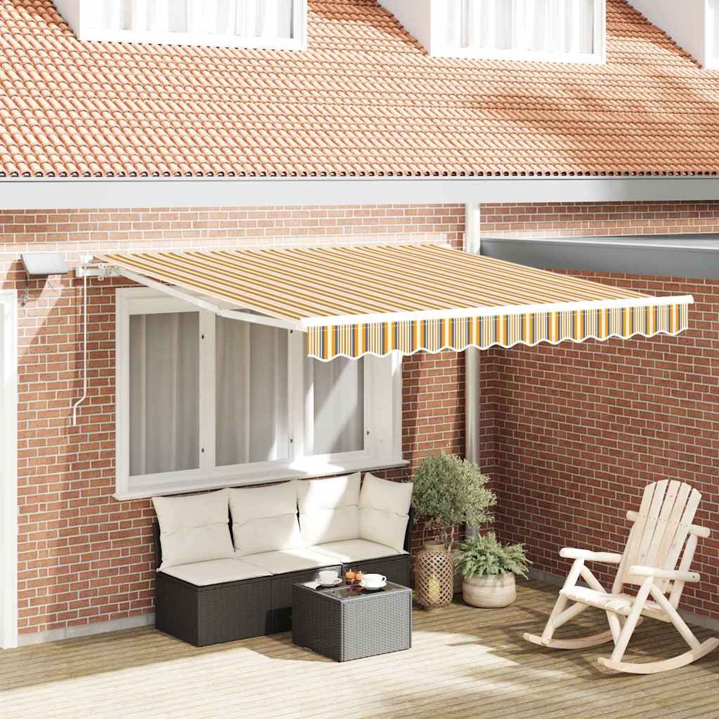 Retractable Awning Multicolour 350 x 250 cm Fabric and Steel