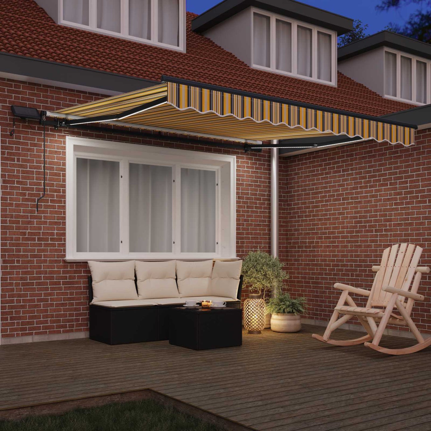 Retractable Awning Multicolour 350 x 250 cm Fabric