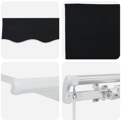 Retractable Awning Black 350 x 250 cm Polyester and Aluminium