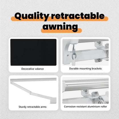 Retractable Awning Black 350 x 250 cm Polyester and Aluminium